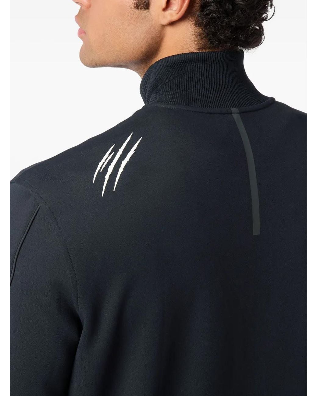 Philipp Plein Blue Scratch-Detail Zip-Up Jacket for men
