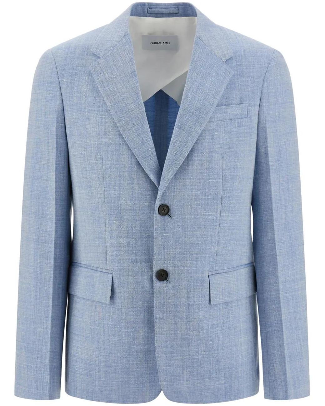 Ferragamo Blue Single-Breasted Blazer for men