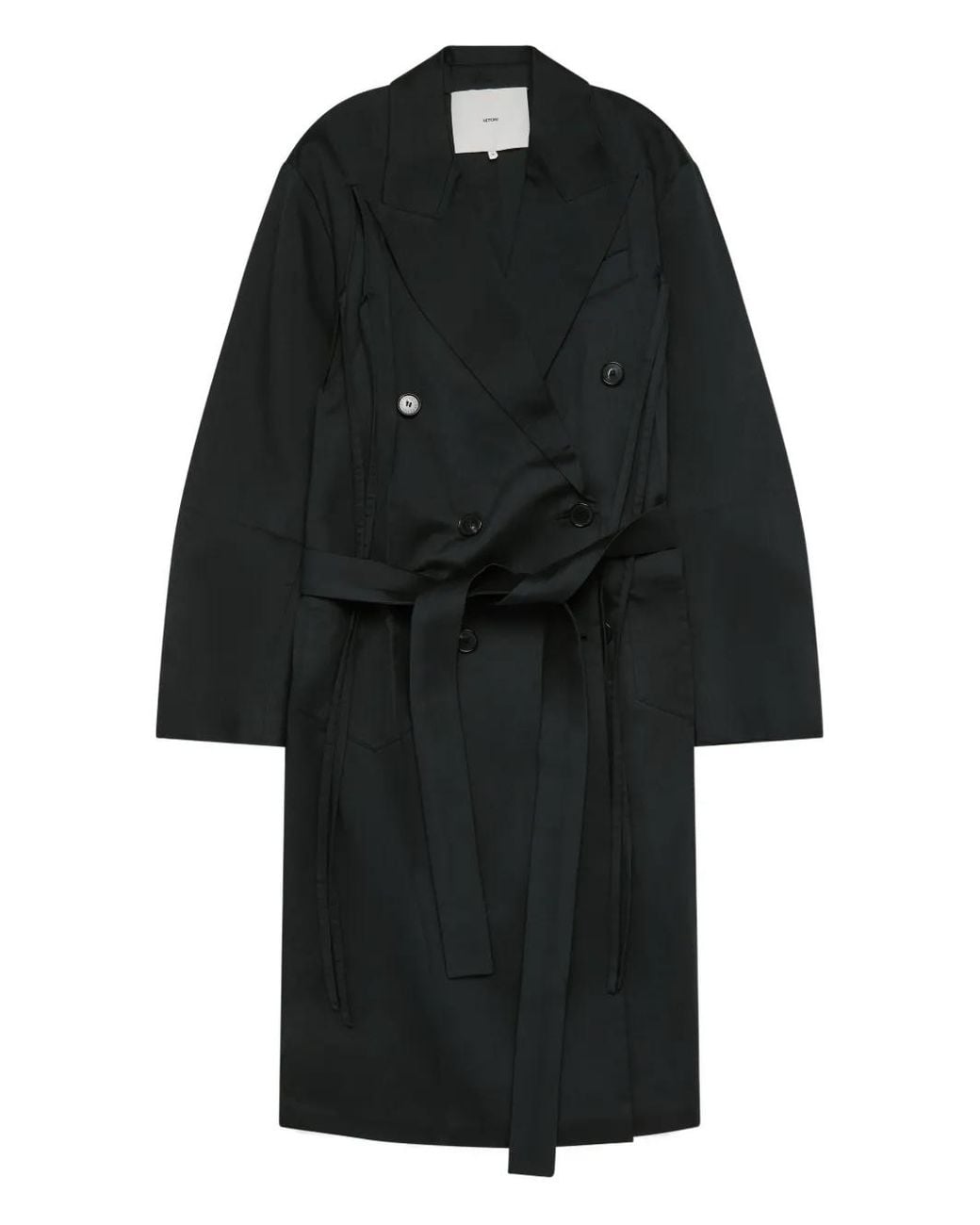 Setchu Black Double-Breasted Belted Coat