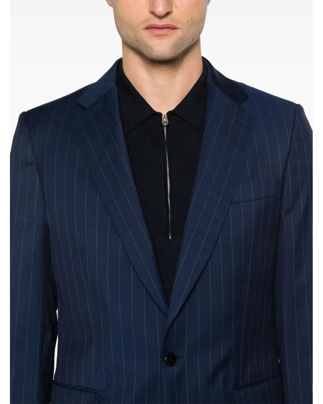 Fursac Blue Pinstriped Suit for men