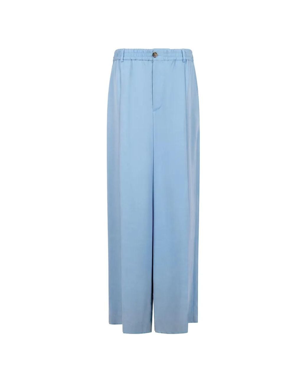 Marni Blue Satin-Finish Wide-Leg Trousers