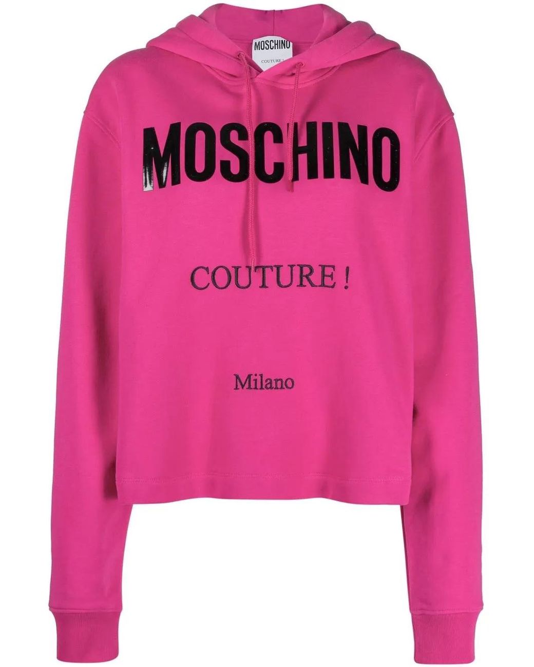 Moschino Pink Logo-Print Cropped Hoodie