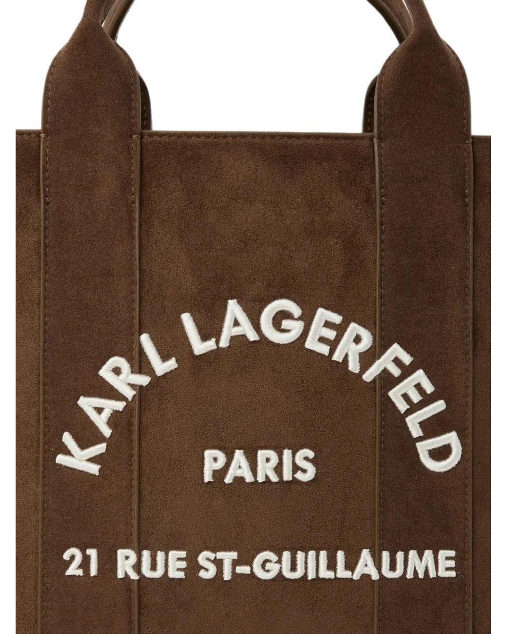 Karl Lagerfeld Brown Medium Rue St-Guillaume Suede Square Tote Bag