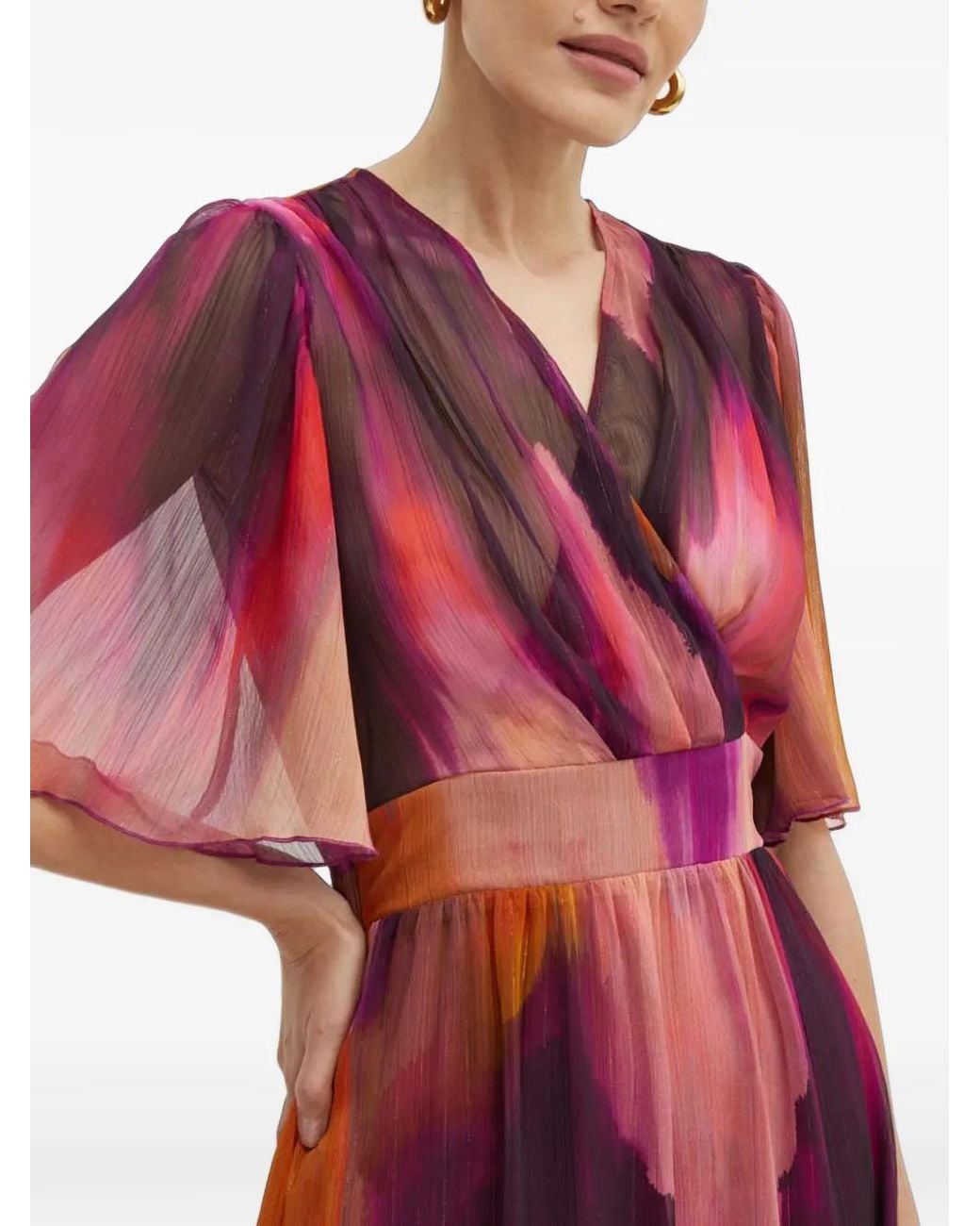Morgan Red Abstract-Print Wrap-Style Mini Dress