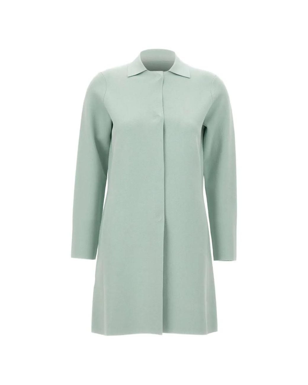Kangra Blue Snap-Button Classic-Collar Coat