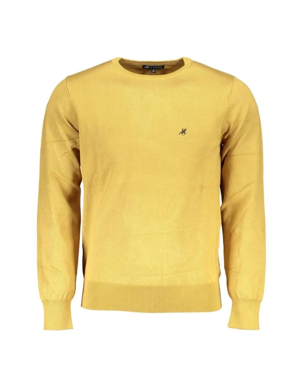 U.S. Grand Yellow Embroidered-Logo Crew-Neck Jumper for men