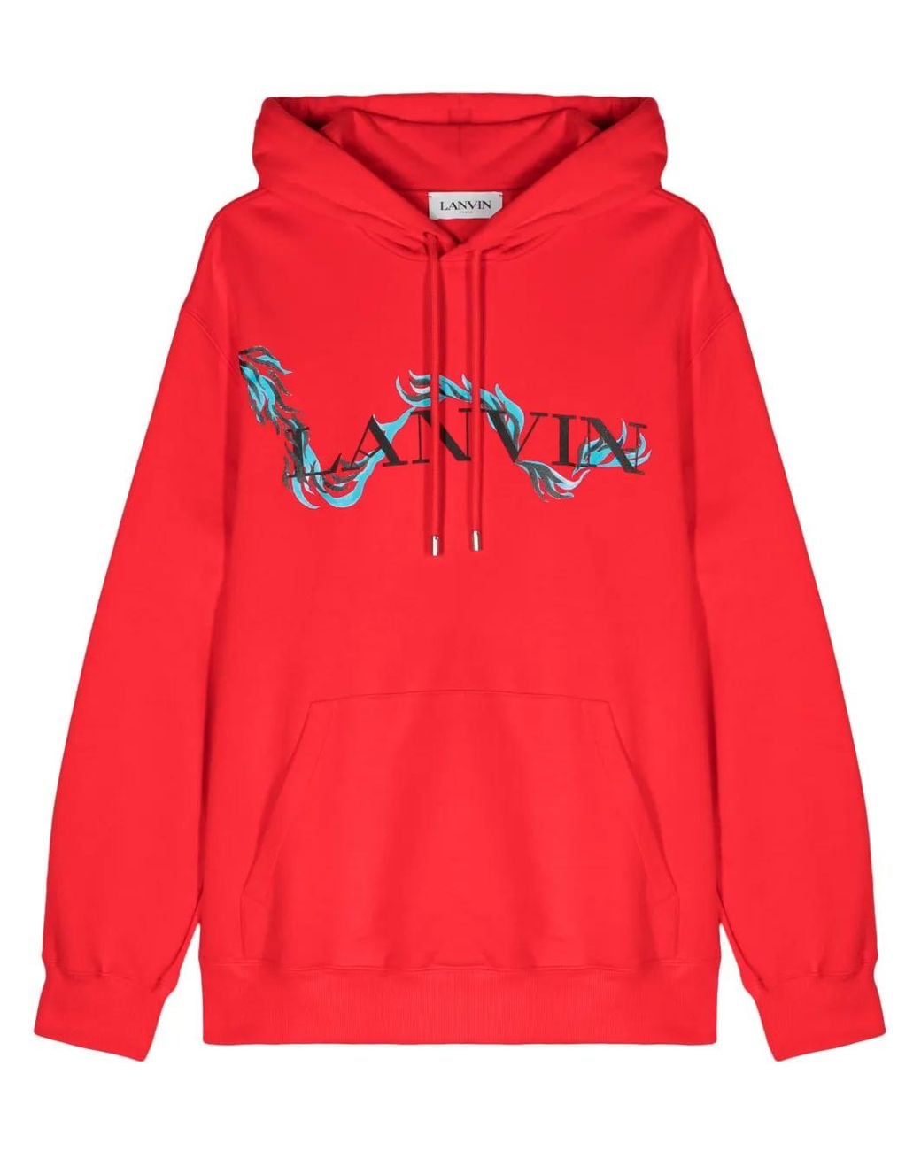 Lanvin Red Dragon-Print Cotton Hoodie