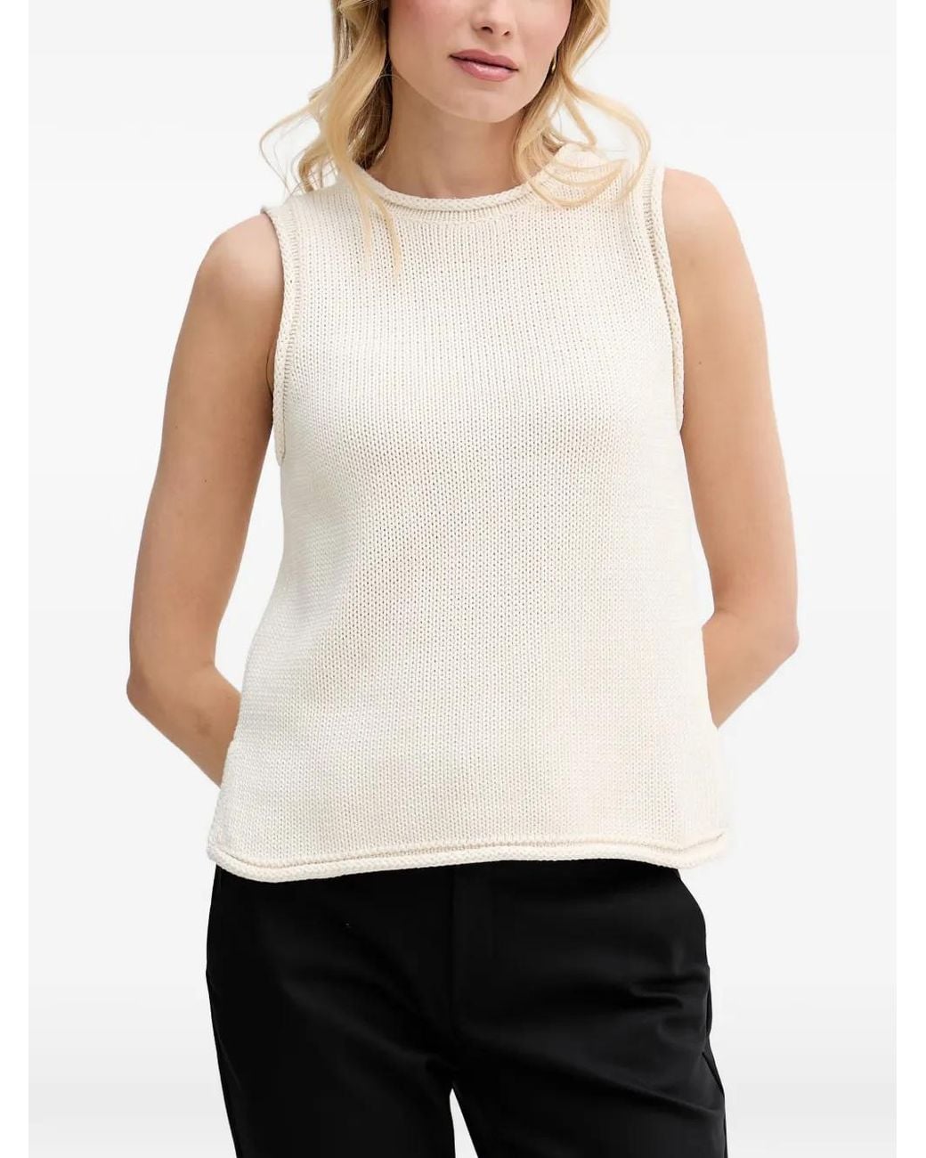 Mos Mosh White Mmaubin Sl Rolled-Edge Sleeveless Top