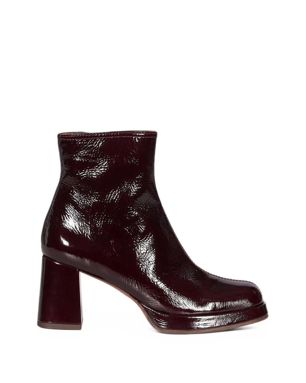Chie Mihara Brown Ketin Patent-Finish Platform Ankle Boots