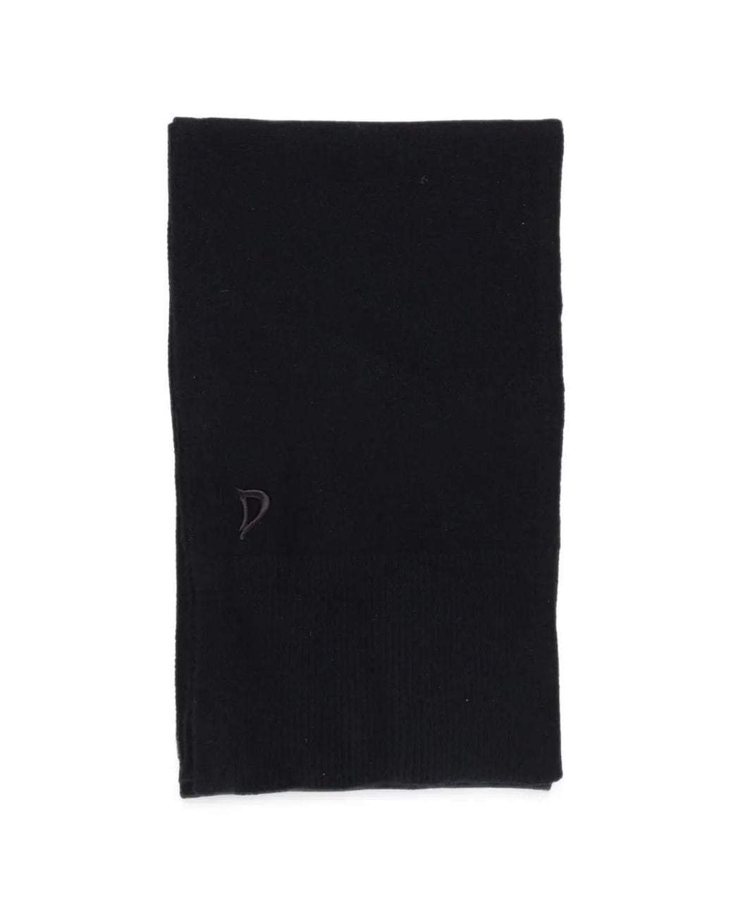 Dondup Black Logo-Patch Ribbed Scarf