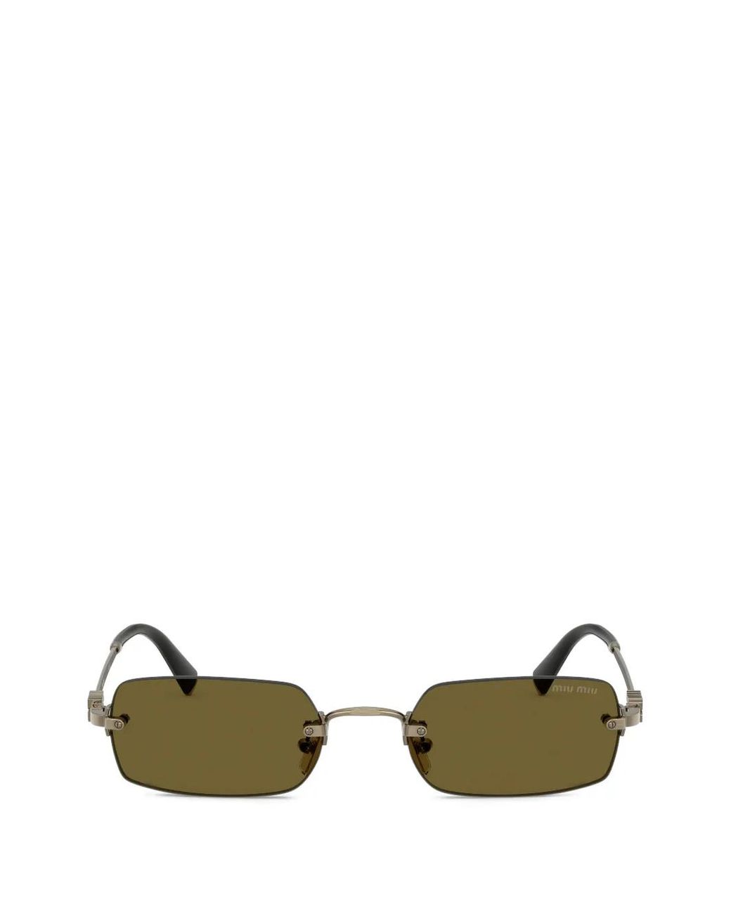 Miu Miu Green Rectangle-Frame Sunglasses