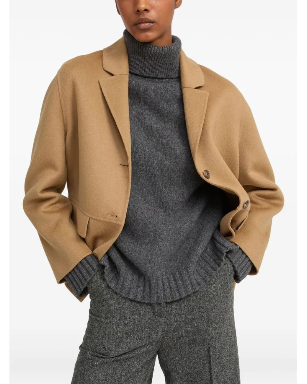 Yves Salomon Brown Buttoned Jacket