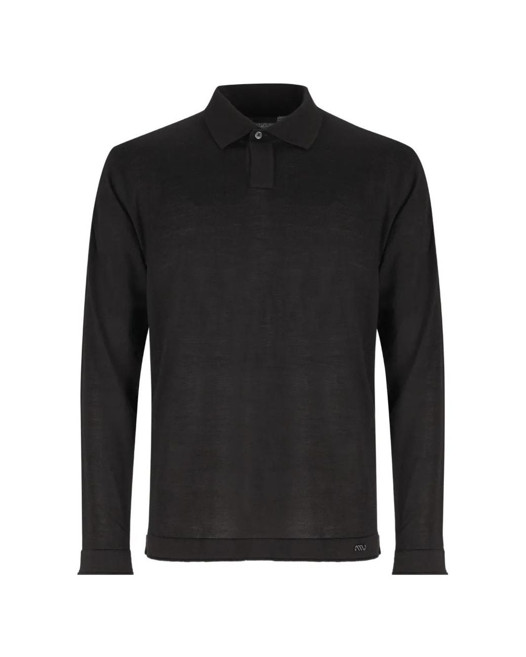 Massimo Osti Studio Black Long-Sleeve Polo Shirt for men