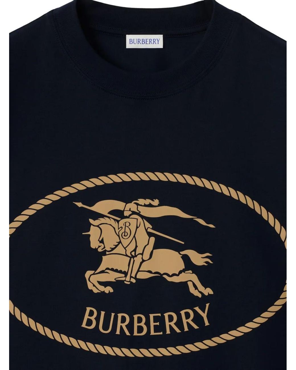 Burberry Blue Knight Stamp Cotton T-Shirt for men