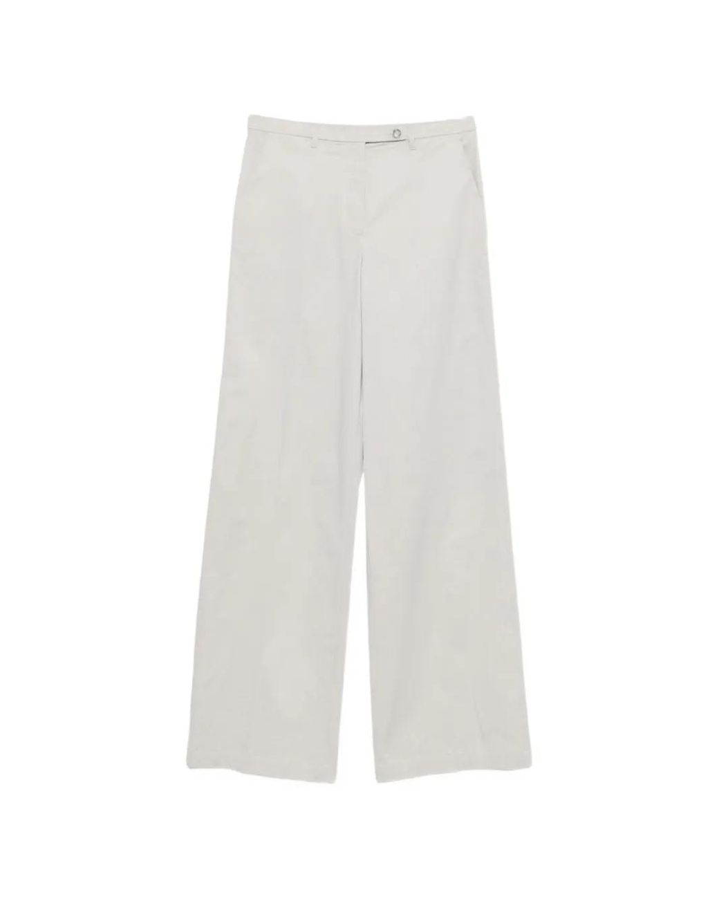 Emporio Armani White Wide-Leg Cotton Trousers