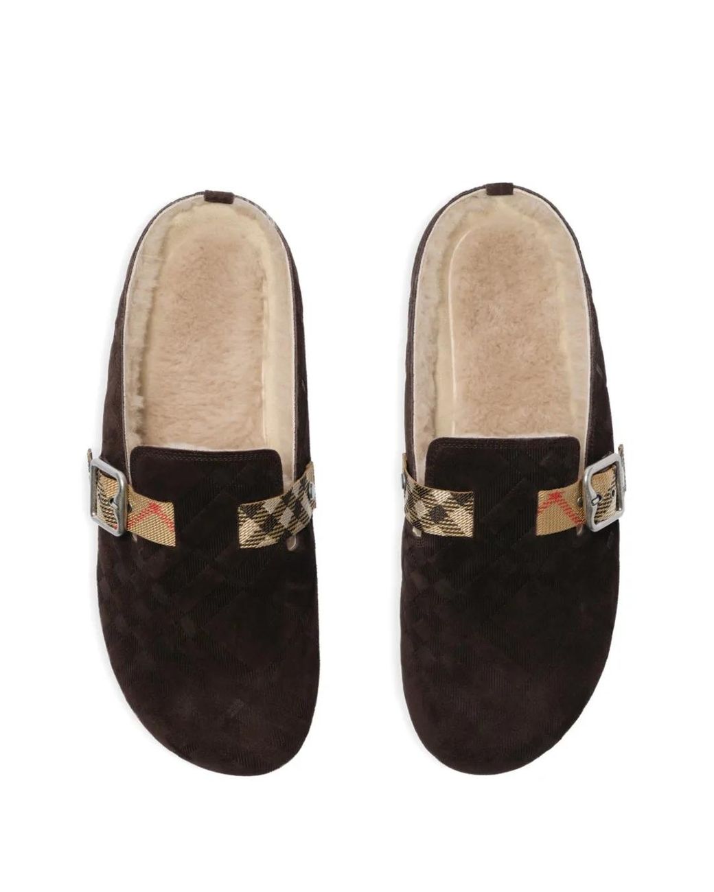 Burberry Check Urchin Clogs Mit Shearling in White für Herren