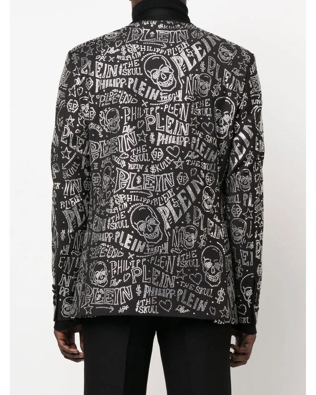 Philipp Plein Black Velvet Blazer Lord Fit Skull And Plein With Crystals for men