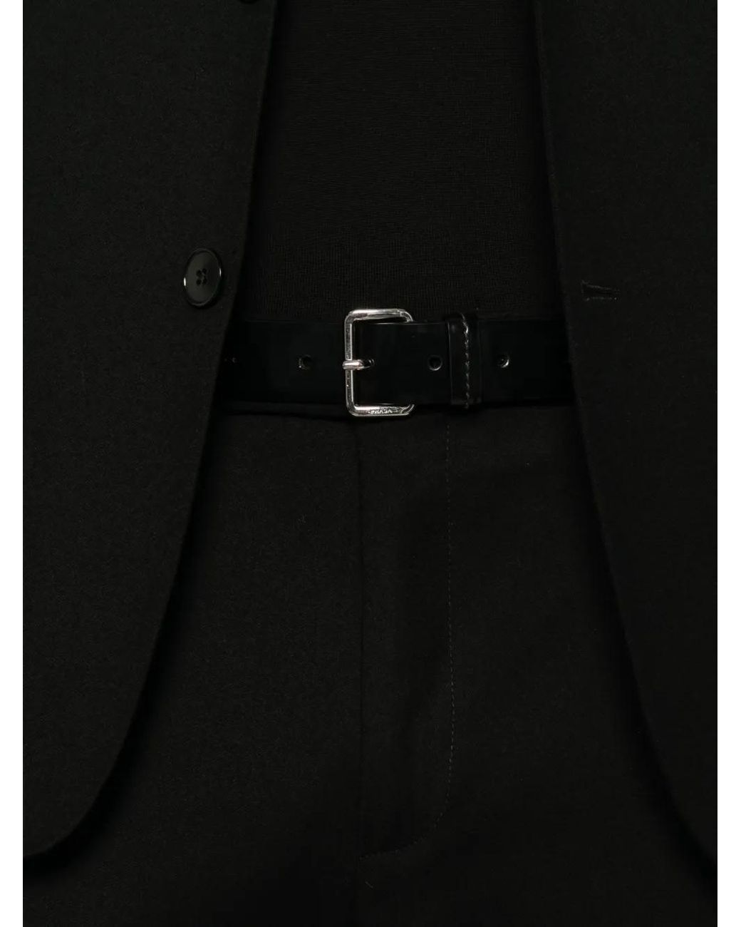 Zegna Black Belt-Loops Straight-Leg Trousers for men