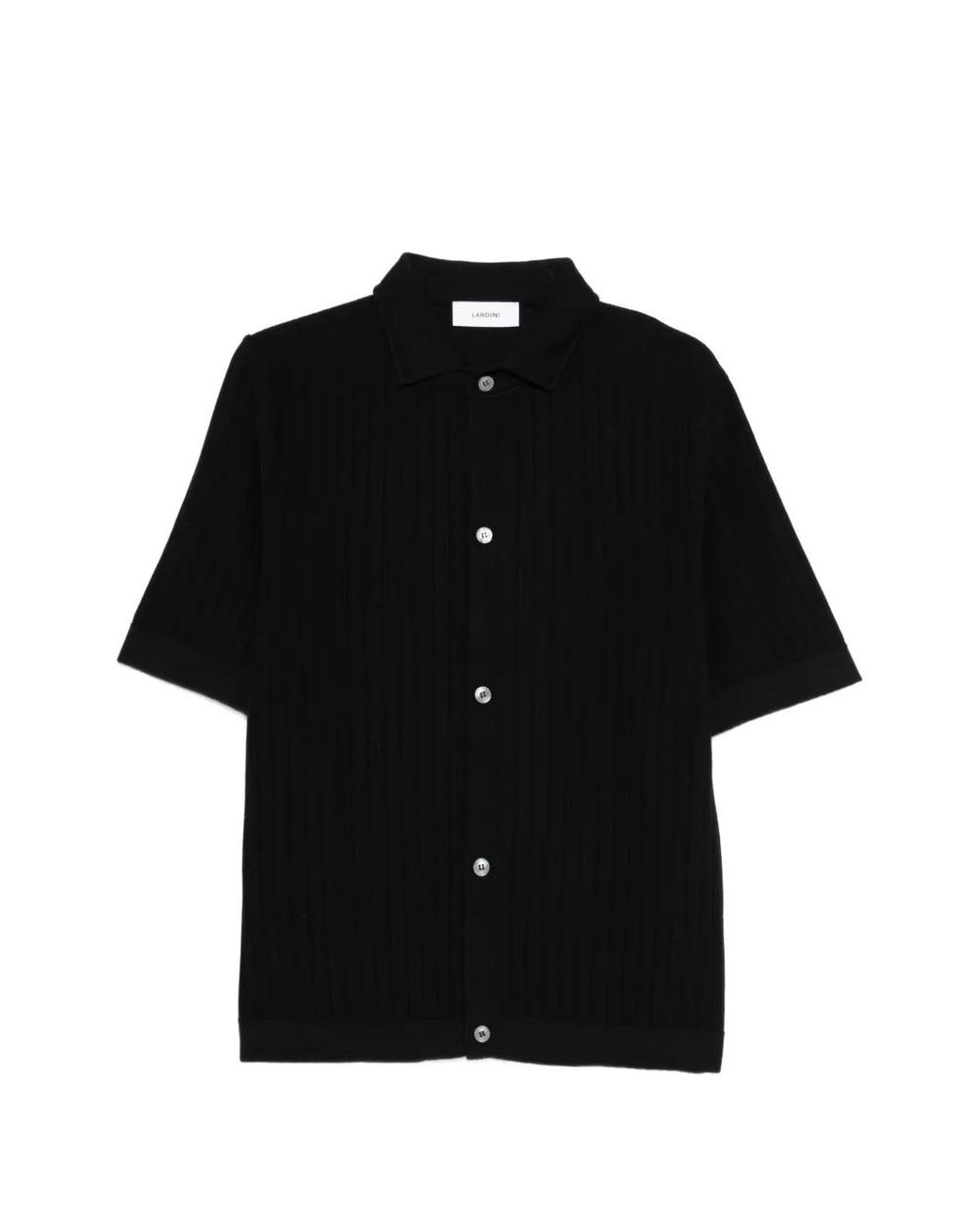 Lardini Black Buttoned Ribbed Shirt for men