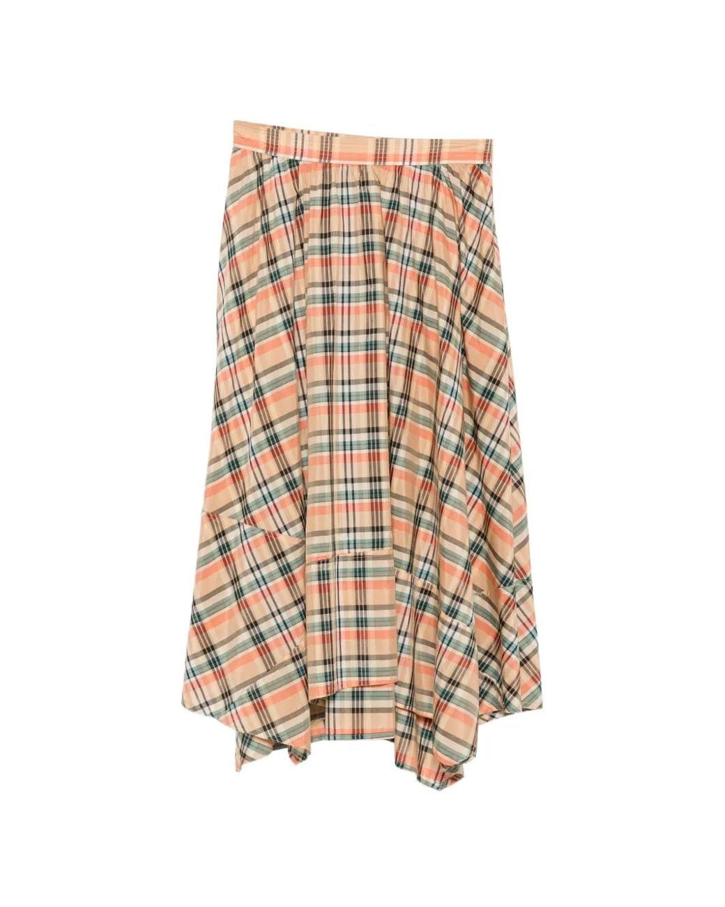 Ulla Johnson Natural Jupe Mi-Longue Annette À Carreaux