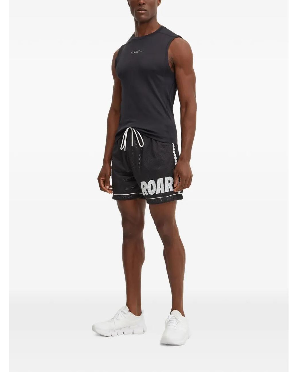 PUMA Black Logo-Print Mesh Shorts for men