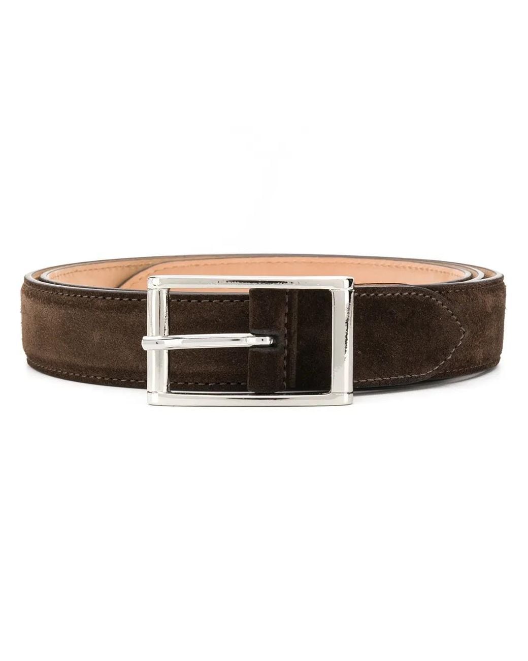 Scarosso Brown Classic Square Buckle Belt for men