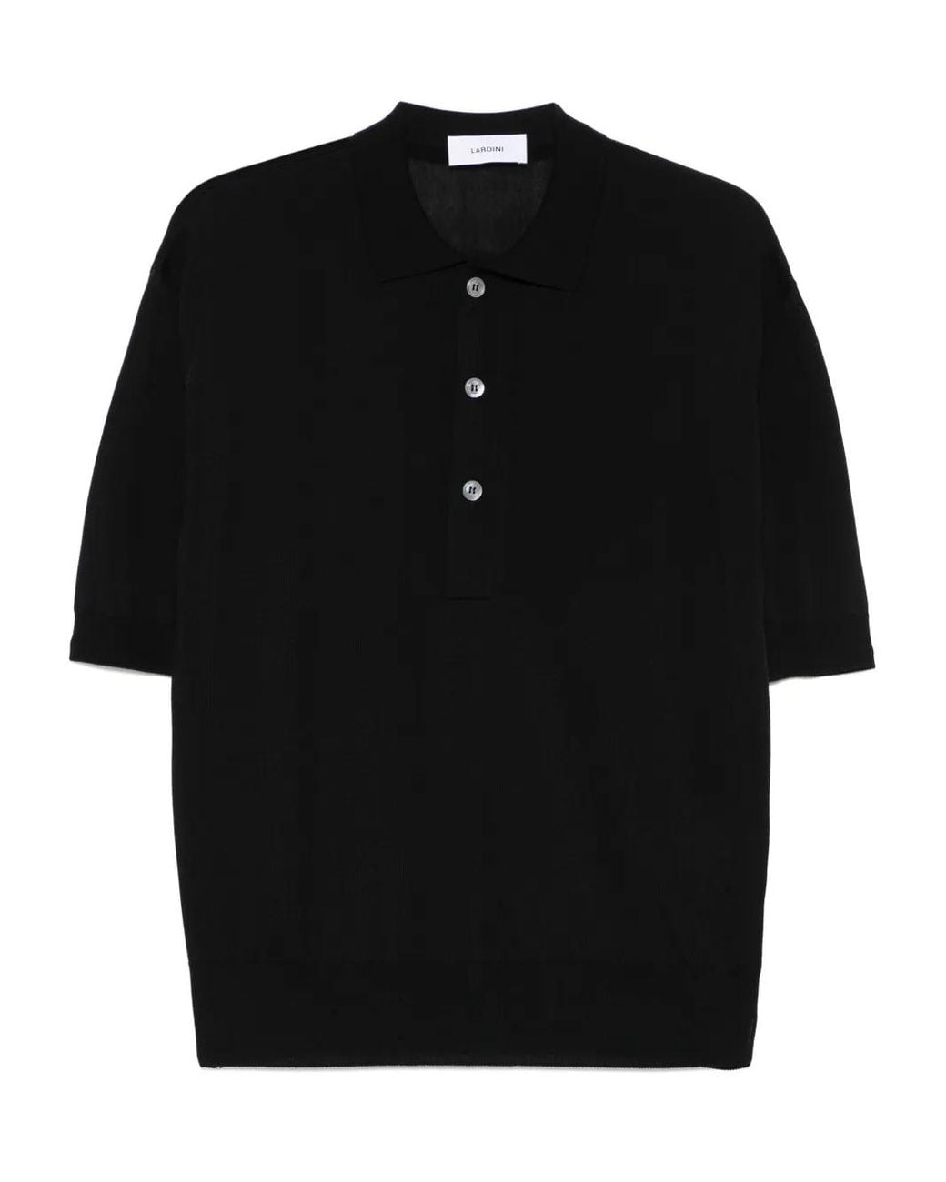 Lardini Black Knitted Polo Shirt for men