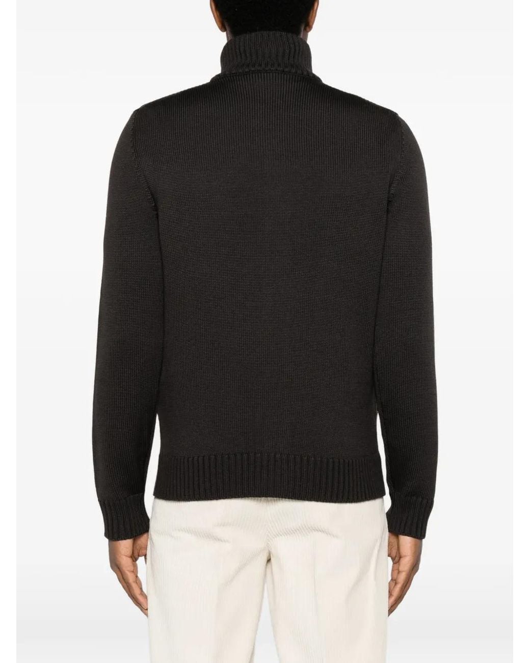 Heritage Black Button-Up Funnel-Neck Cardigan for men
