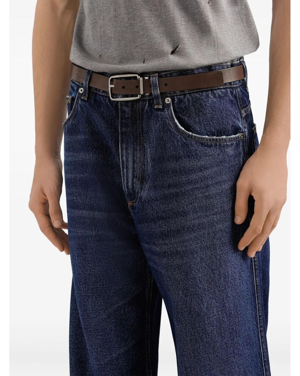 Dolce & Gabbana Blue Five-Pocket Logo-Plaque Jeans for men