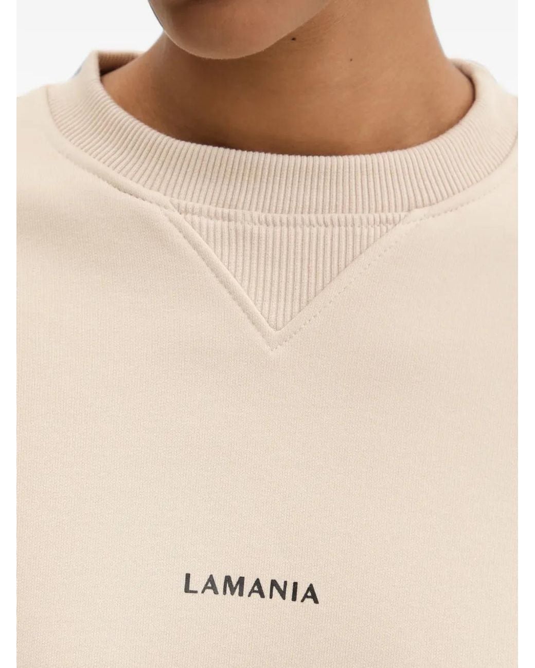 La Mania Natural Logo-Print Dropped-Shoulder Sweatshirt