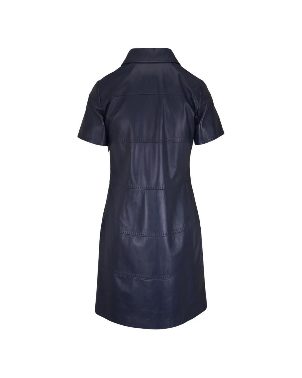 Kiton Blue Collared Panelled Mini Dress