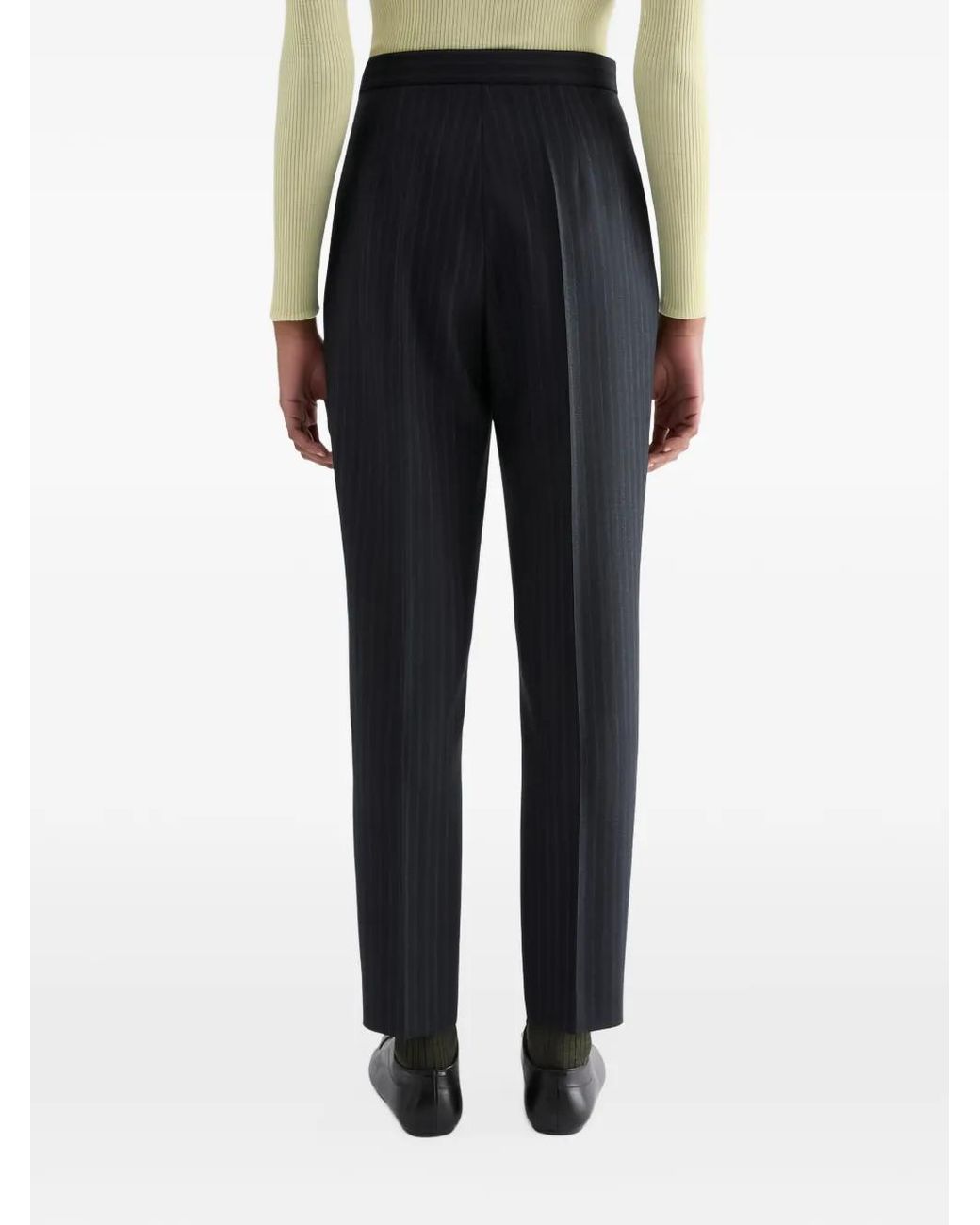 Jil Sander Black Wool Pinstripe Trousers