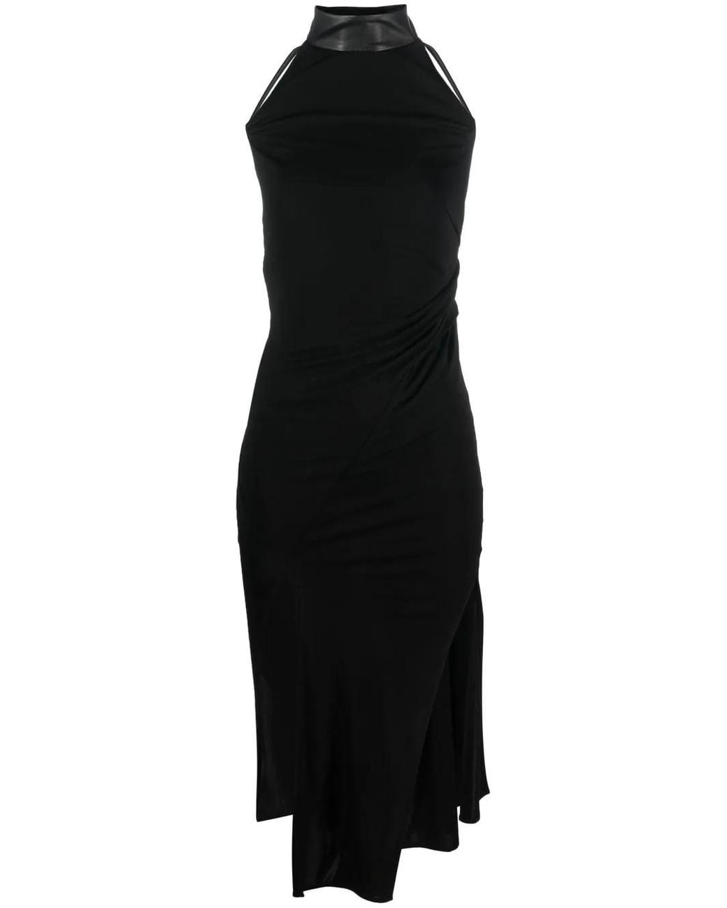 Helmut Lang Black Halterneck Asymmetric Midi Dress