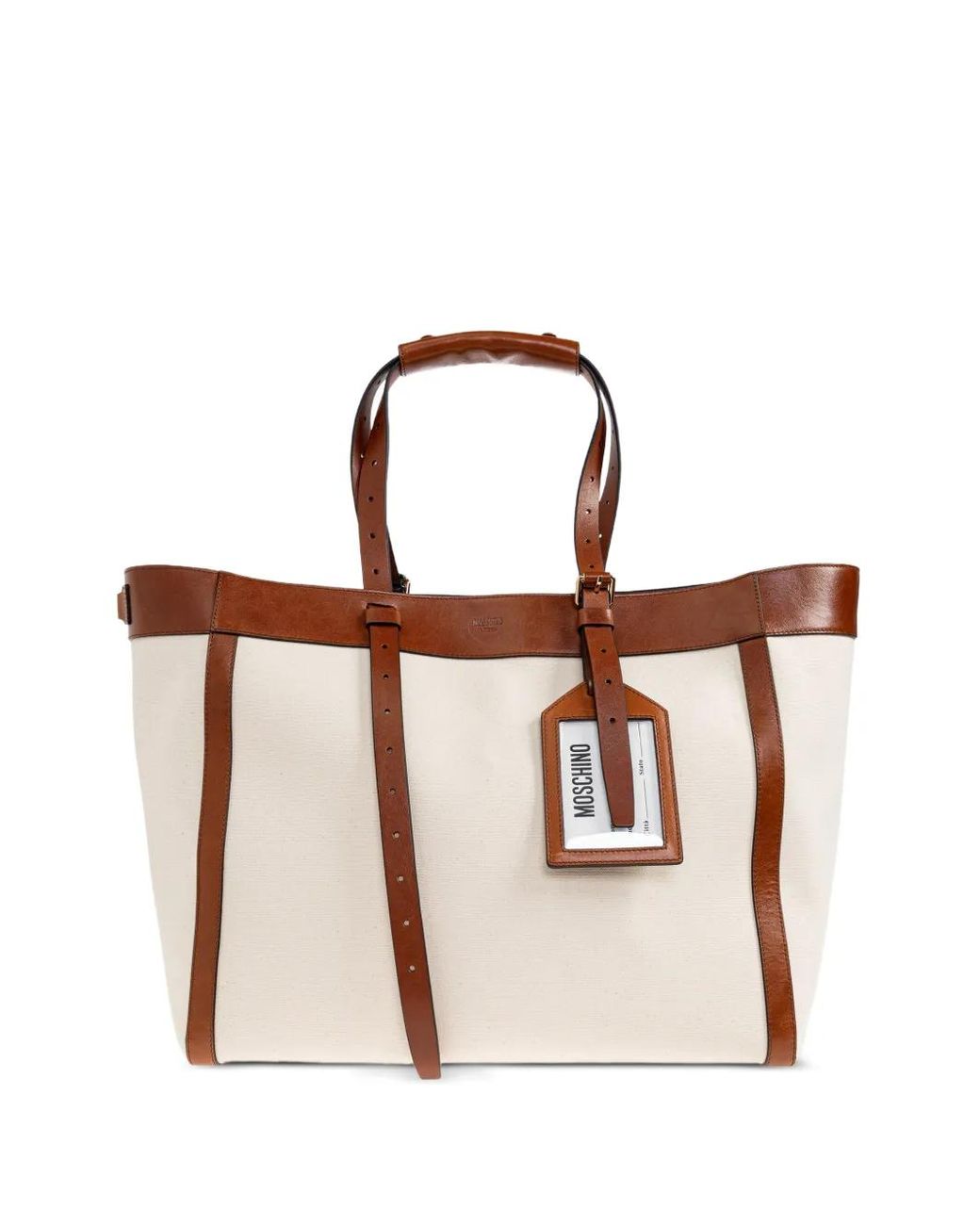 Moschino White Trimmed Tag Tote Bag for men