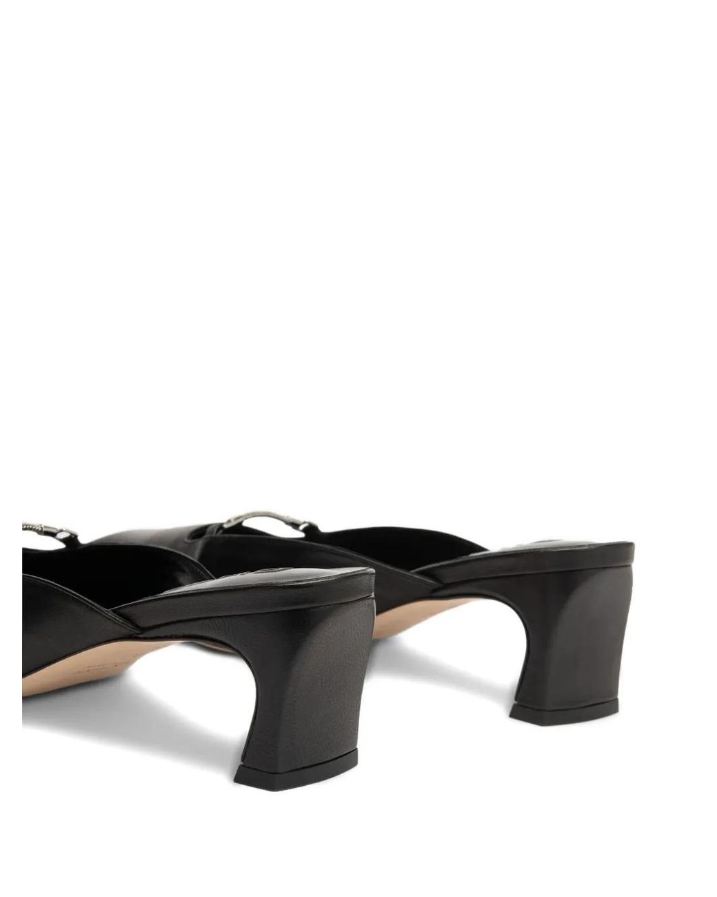 By Far Black Leda Square-Toe Mules