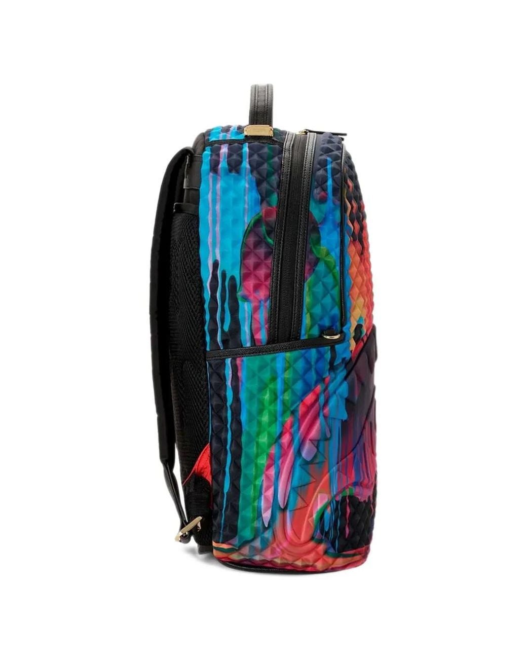 Sprayground Blue Shark Paint-Drip Backpack