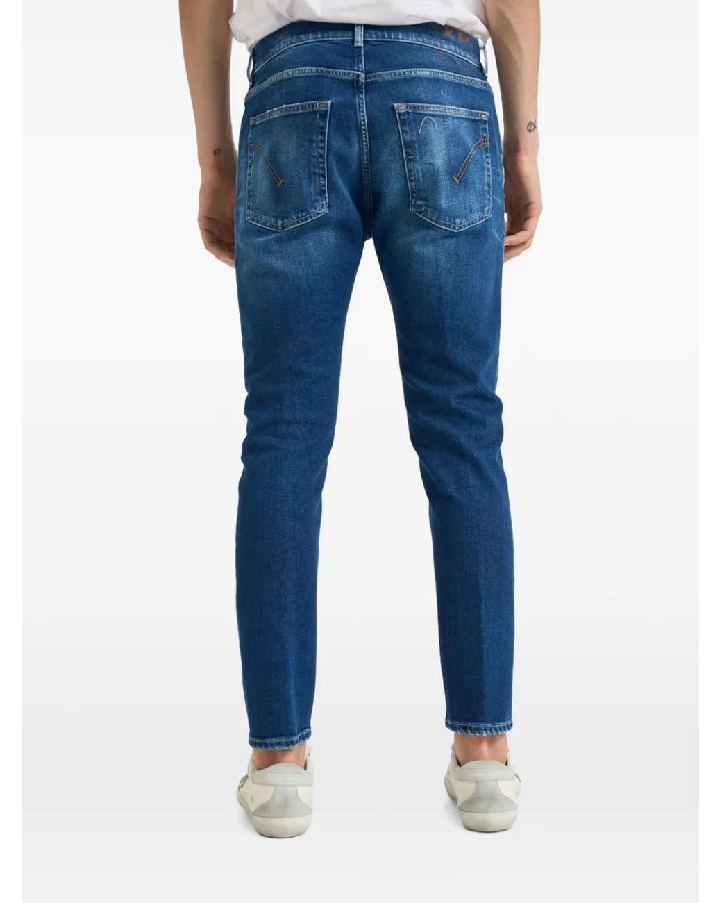 Dondup Blue Dian Faded Whiskered Jeans for men