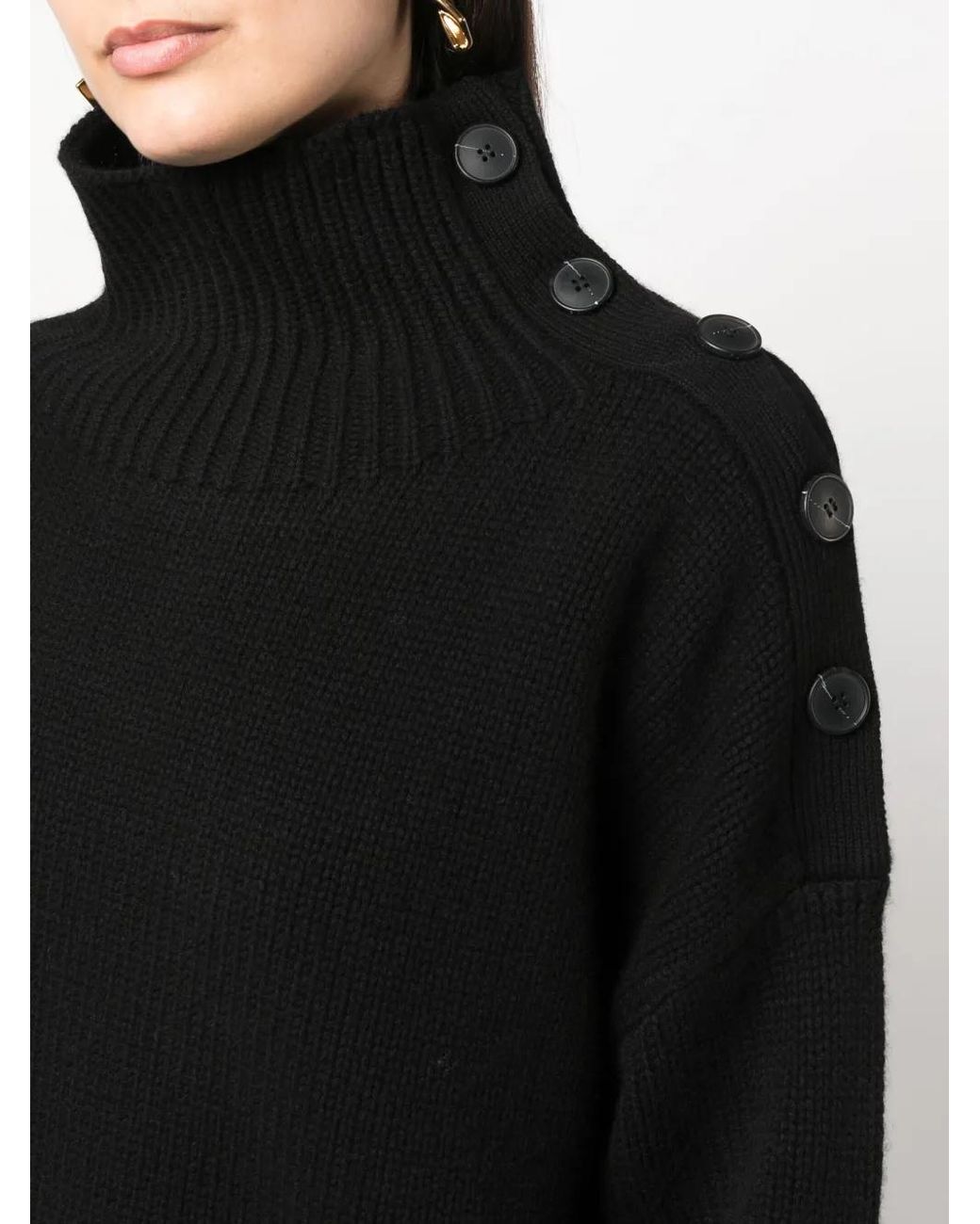 Yves Salomon Black Button-Detail Knitted Jumper