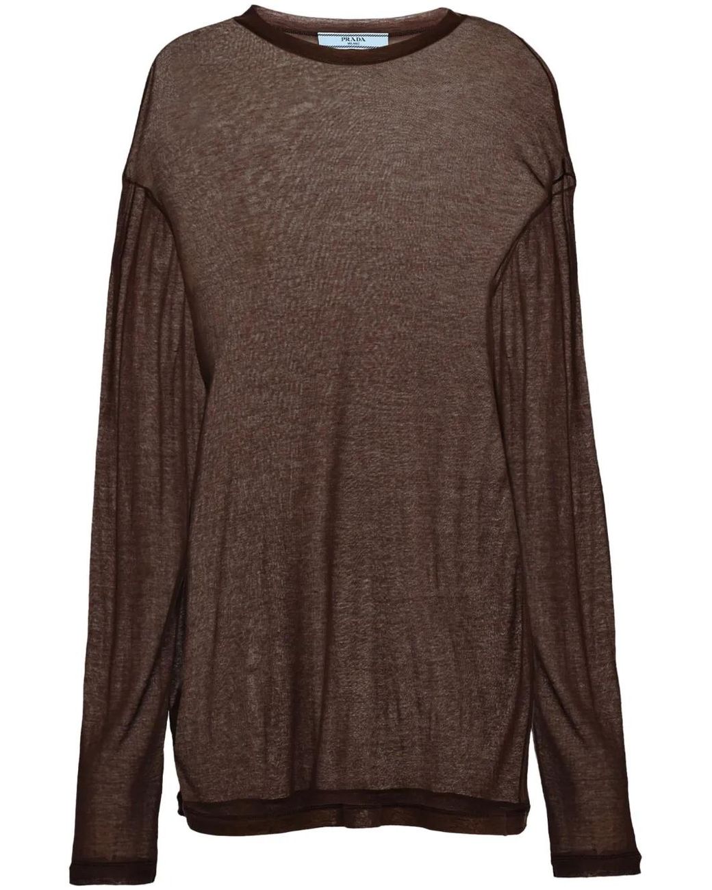 Prada Brown Semi-Sheer Chambray T-Shirt