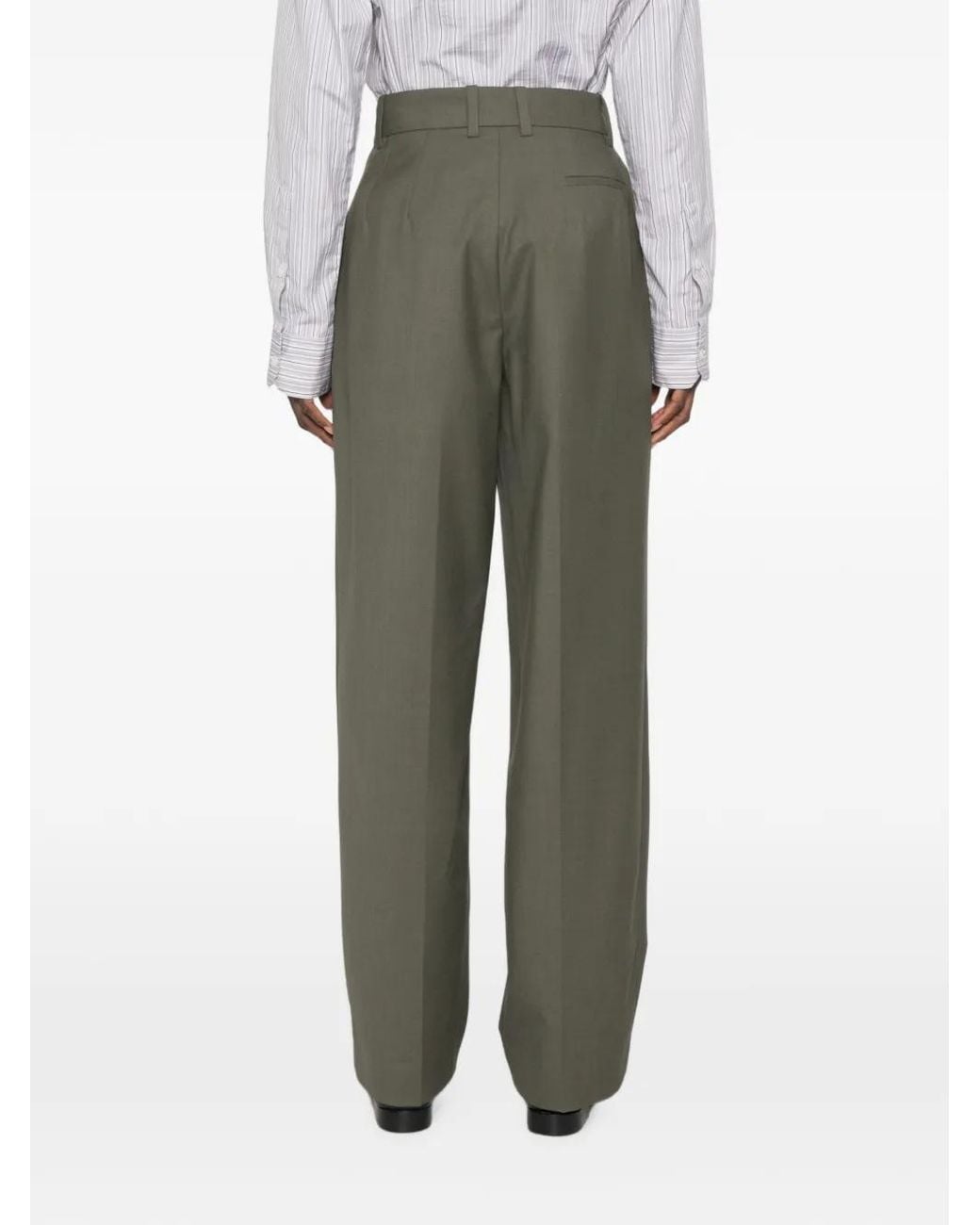 Maje Green Pleated-Waist Palazzo Pants