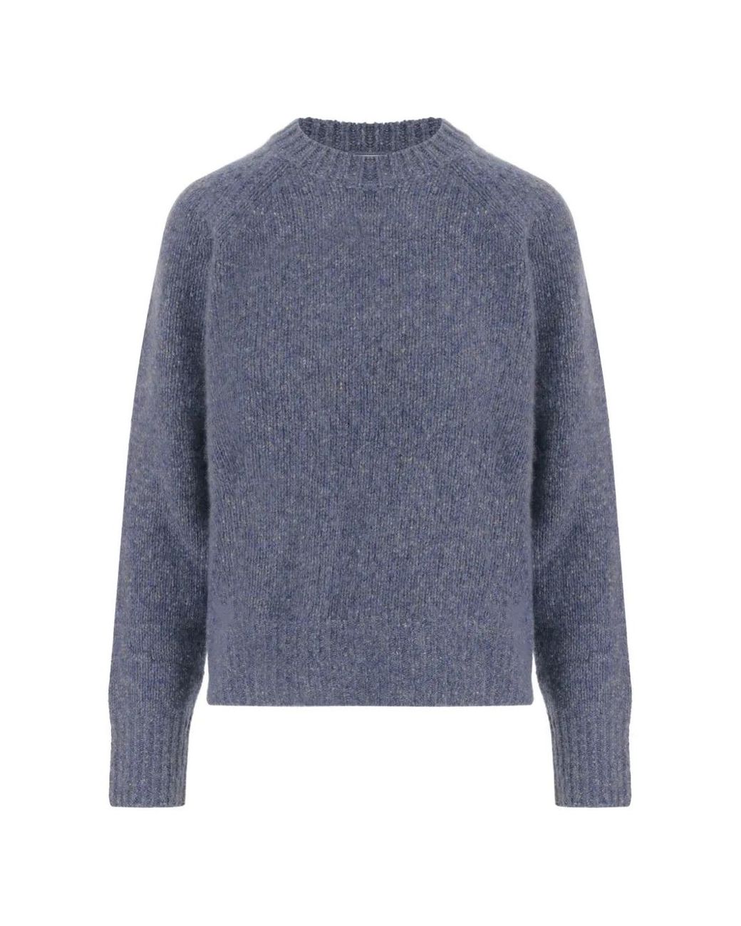 Allude Blue Crew-Neck Raglan-Sleeve Sweater