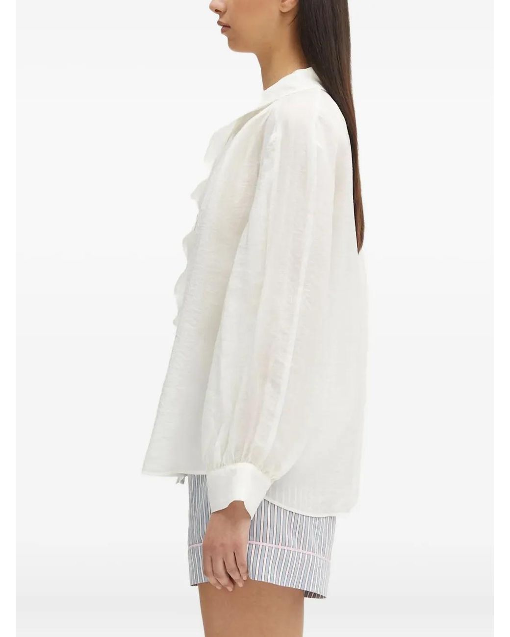 Samsøe & Samsøe White Ruffled Collared Shirt