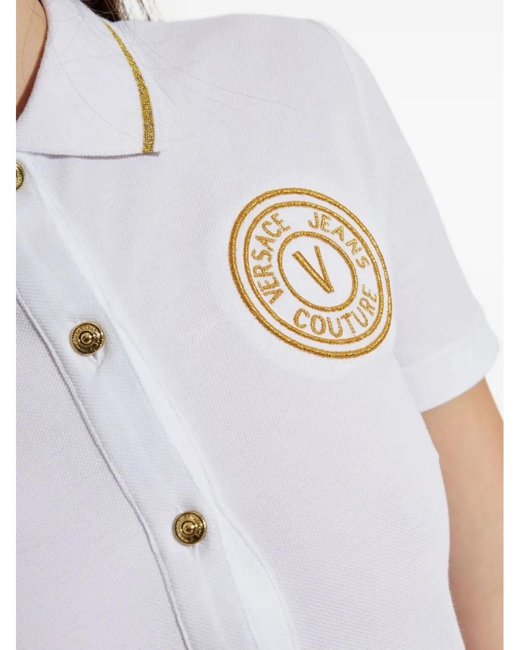 Versace Jeans Couture Midi-Jurk Met Geborduurde Knoop in het White