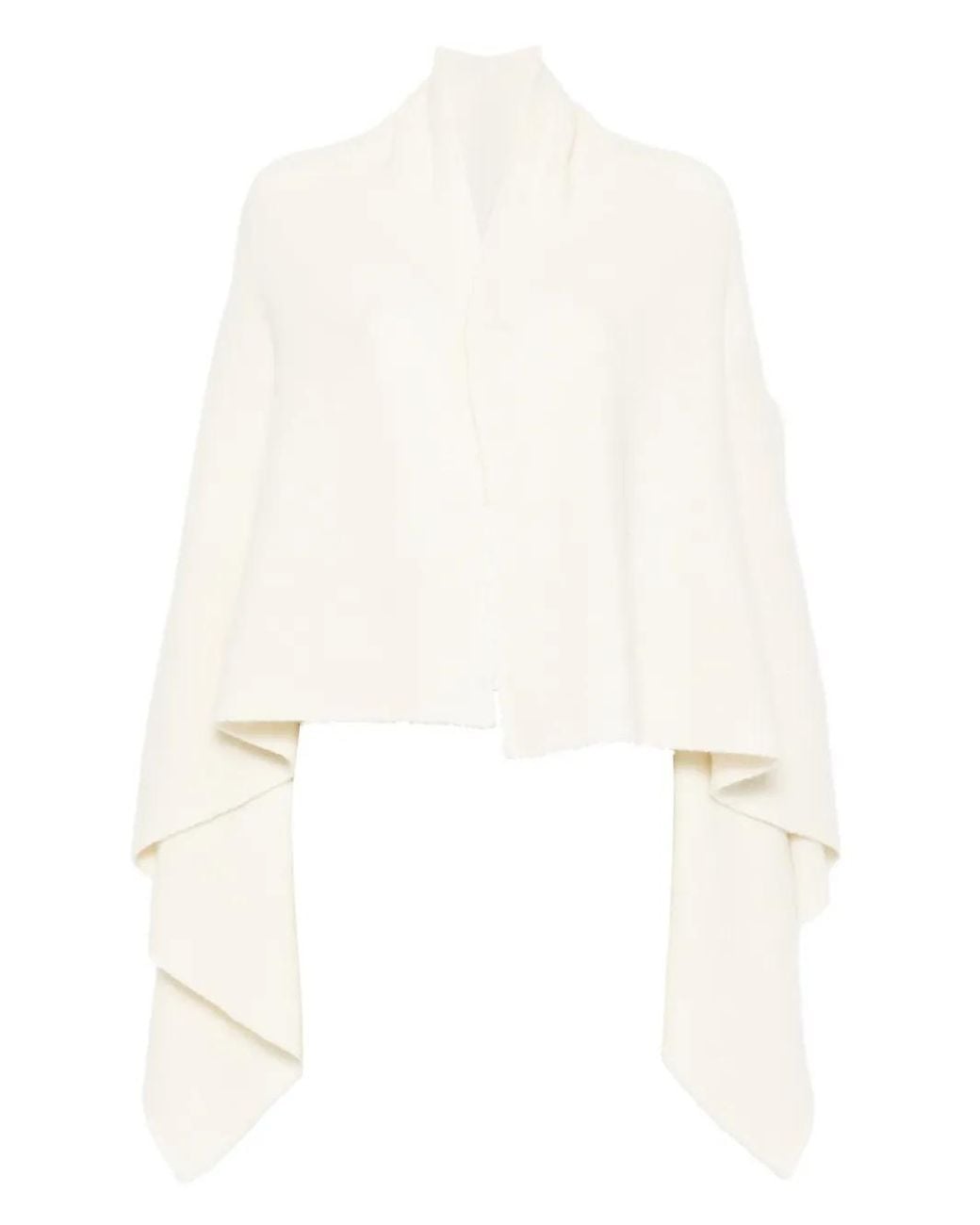 Rick Owens White Knit Hooded Medium Wrap Cardigan