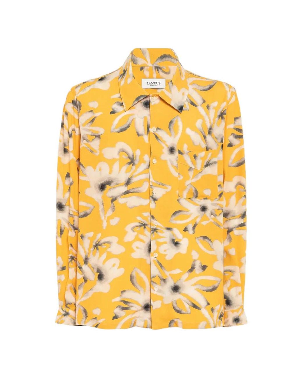 Laneus Yellow Floral-Pattern Shirt for men