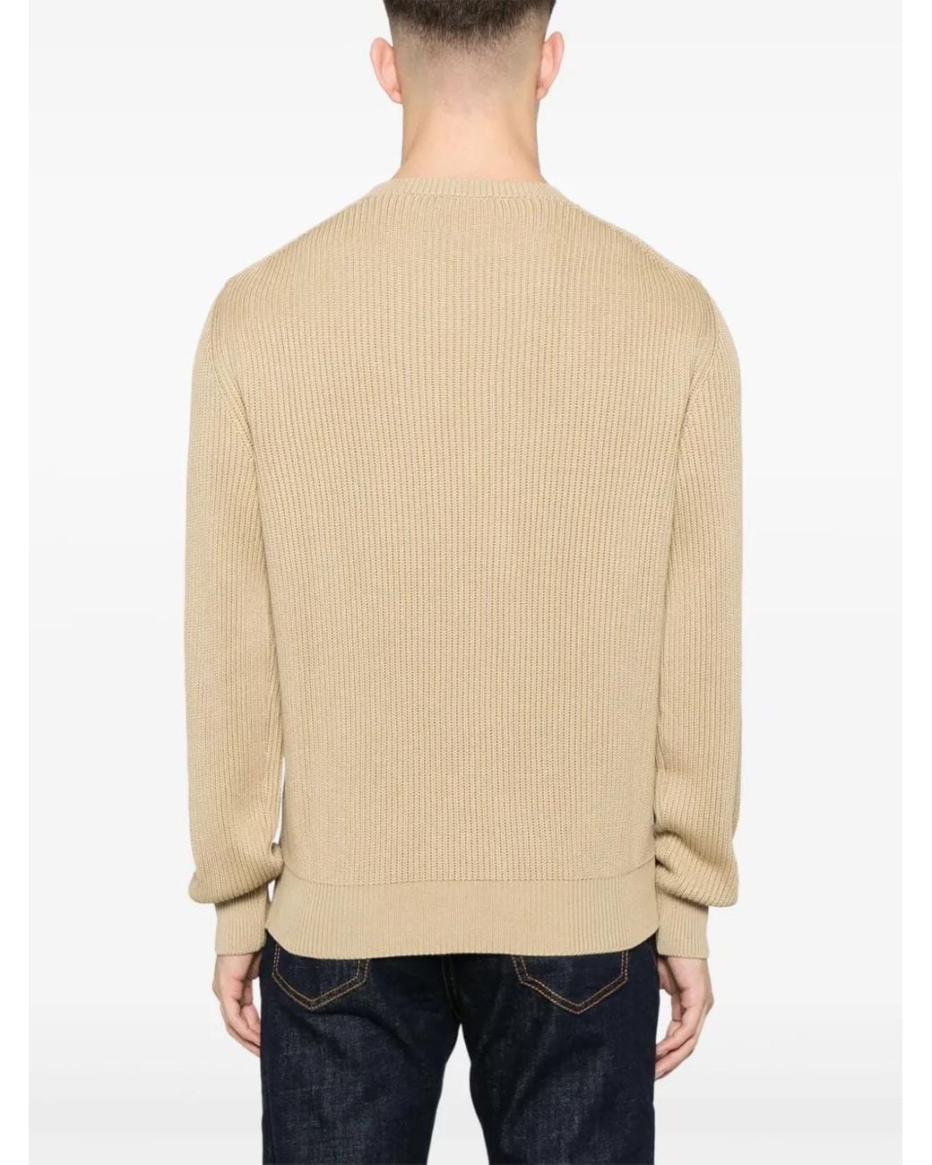 Canali Gerippter Strickpullover in Natural für Herren