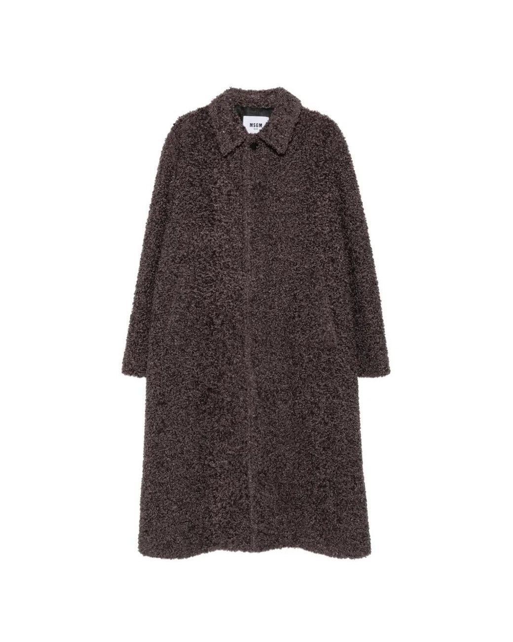 MSGM Brown Bouclé Single-Breasted Coat for men