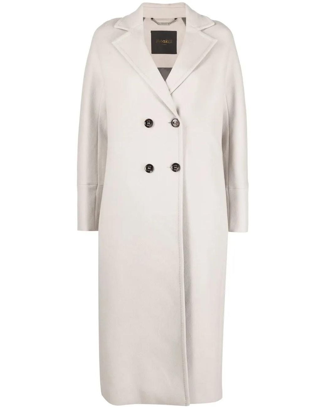 Moorer White Ravenna-Le Long Double-Breasted Coat