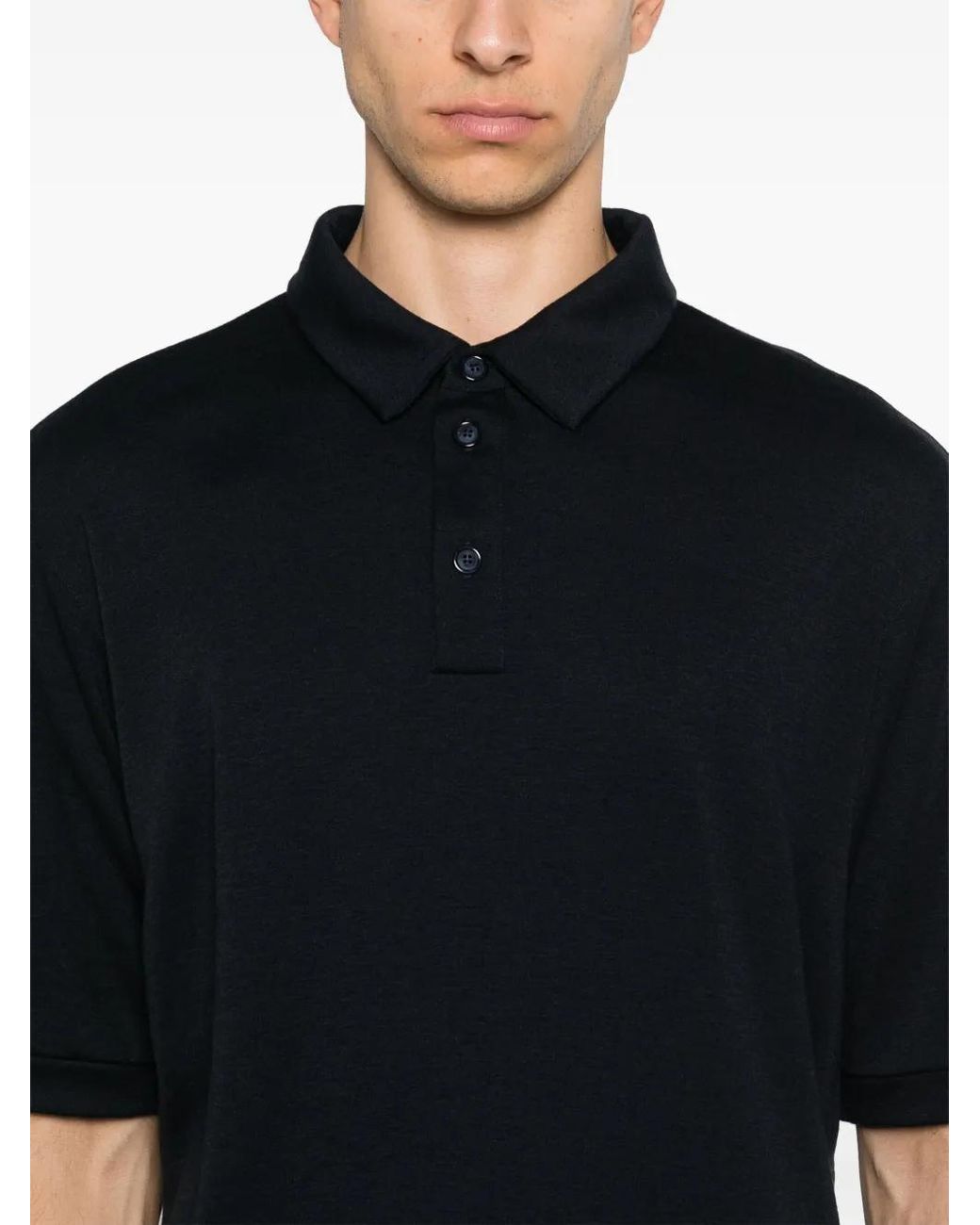 Giorgio Armani Black Cashmere Polo Shirt for men