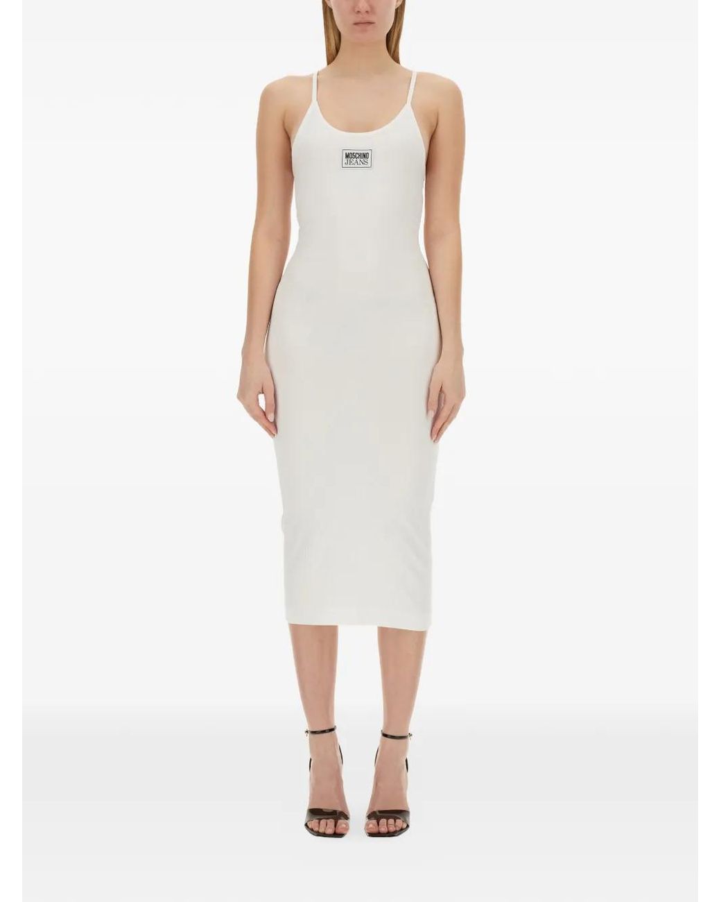 Vestido Con Parche Del Logo Moschino de color White